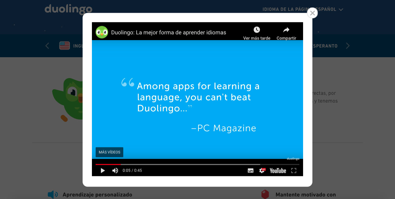 Homepage duolingo