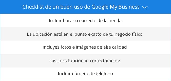 Checklist de un buen uso de Google My Business