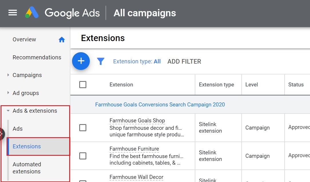 Cómo agregar extensiones de anuncios en Google Ads