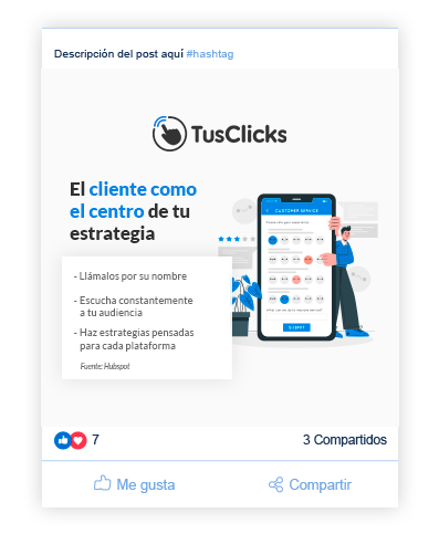 En el caso de TusClicks, el foco está en mostrar los servicios y además información de Marketing útil para todos los seguidores de la página, ya sean post de blog, consejos, infografías, etc.